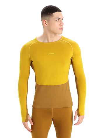 Men's Icebreaker 200 ZoneKnit™ Merino Long Sleeve Crewe Base Layers Silent Gold / Clove | CA 1621UZGT